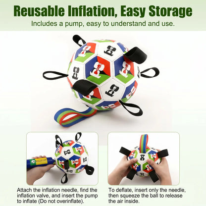 Ruffbud Durable Dog Soccer Ball - 9 Nylon Tabs, Cyclic Inflation, Floating Ball, Heavy-Duty Outdoor Herding Toy, Boredom Buster for High-Energy Medium-Large Dogs with Universal Fit