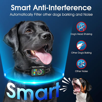Dog Bark Collar for Large Medium Small Dogs - Smart AI 1S Stop Barking, anti Barking Device & Dog Training Collar with Beep, Vibration & 8-Level Sensitivity, IP67 Waterproof, USB-C Fast Charge - Black