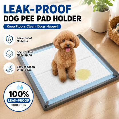 Foldable Dog Pee Pad Holder with Magnetic Clips and Raised Edges, Silicone Training Tray for Indoor Floor Protection